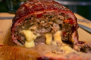 bacon wrapped smoked meatloaf 012