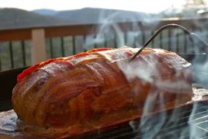 bacon wrapped smoked meatloaf 8