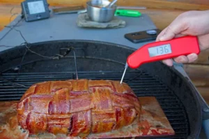 bacon wrapped smoked meatloaf 9